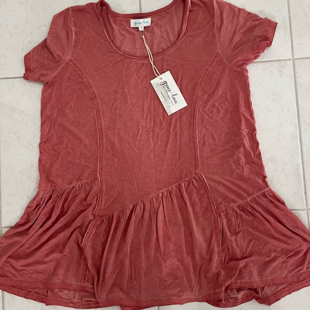 Grace and Lace Fable Peplum T - never worn!  Size small - Picture 2 of 2